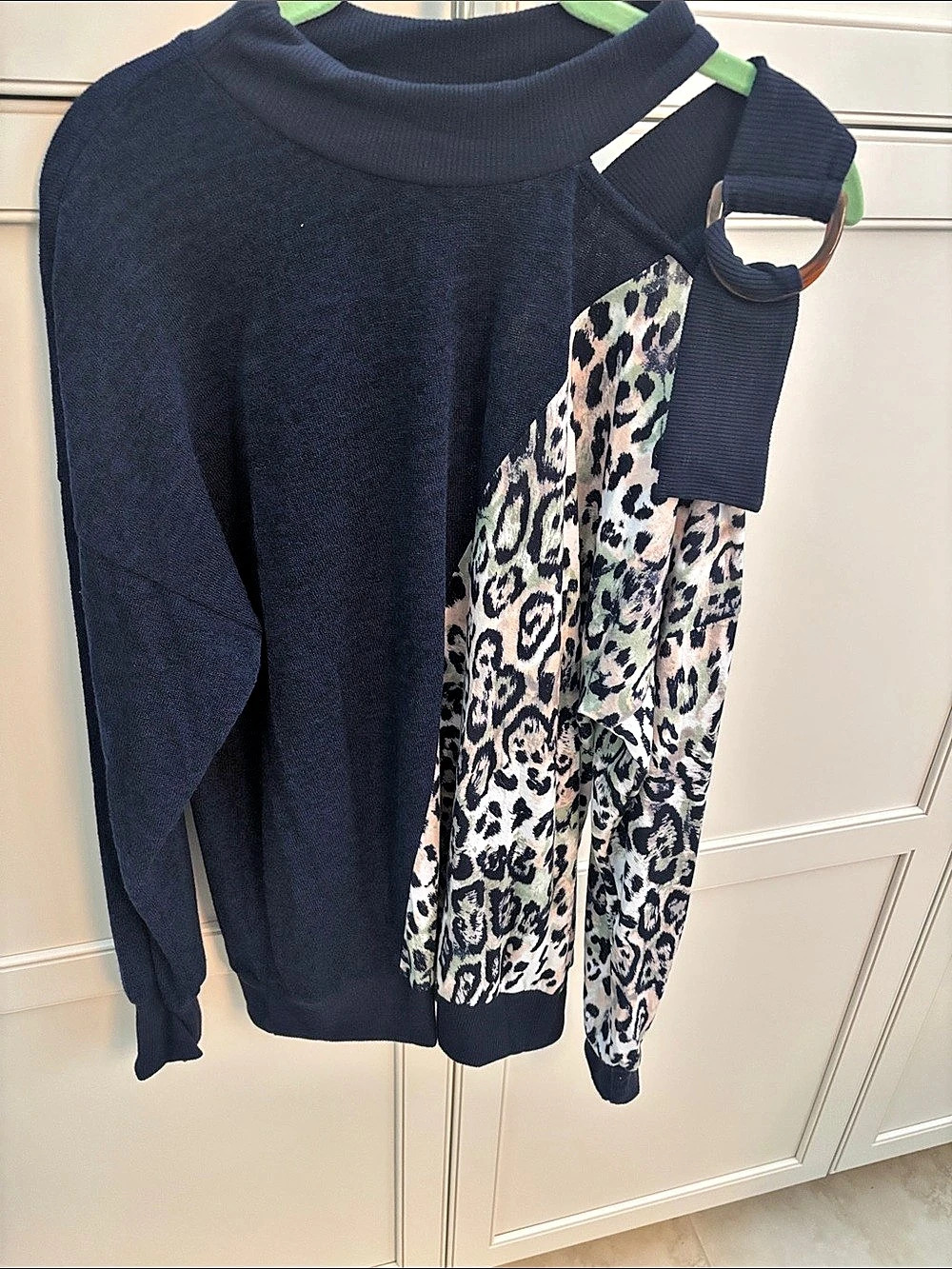 Sew in Love Leopard Print Sweater Large Like New